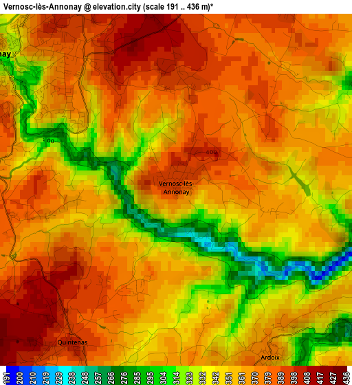 Vernosc-lès-Annonay elevation map