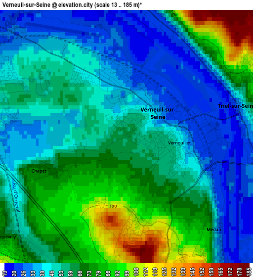 Verneuil-sur-Seine elevation map