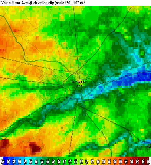 Verneuil-sur-Avre elevation map