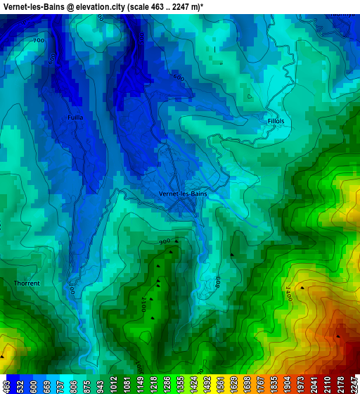 Vernet-les-Bains elevation map