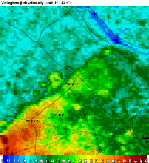 Verlinghem elevation map