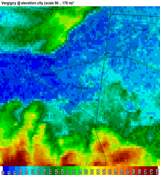 Vergigny elevation map