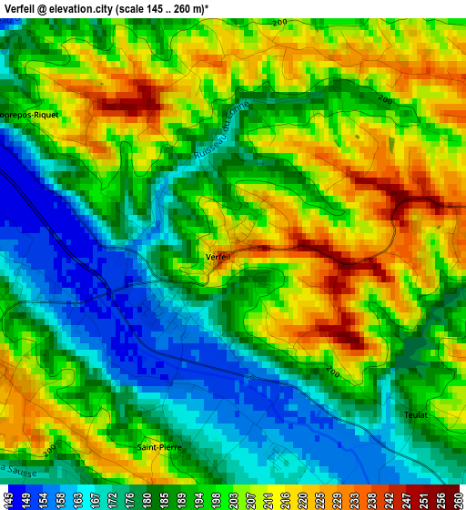 Verfeil elevation map