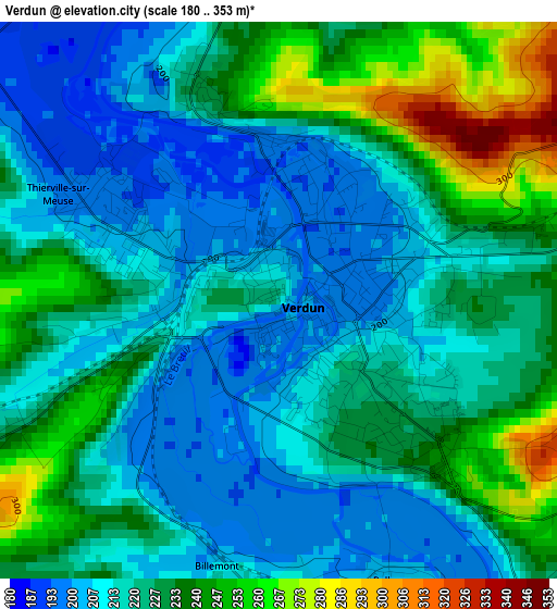 Verdun elevation map