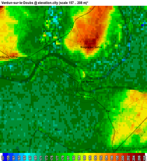 Verdun-sur-le-Doubs elevation map