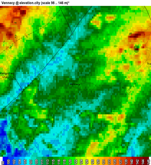 Vennecy elevation map