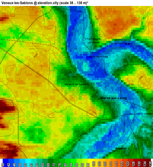 Veneux-les-Sablons elevation map