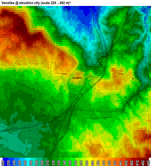 Venelles elevation map