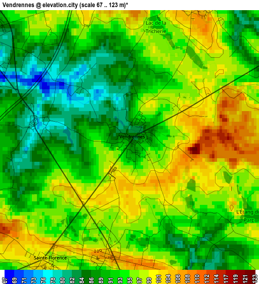 Vendrennes elevation map