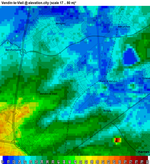 Vendin-le-Vieil elevation map