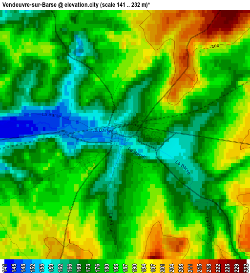 Vendeuvre-sur-Barse elevation map