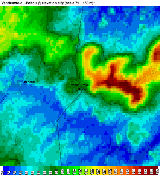 Vendeuvre-du-Poitou elevation map