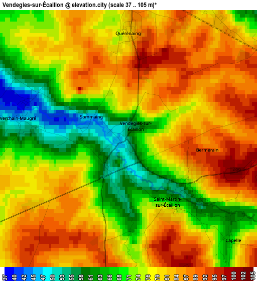 Vendegies-sur-Écaillon elevation map