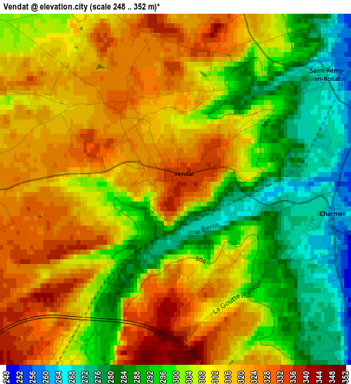 Vendat elevation map