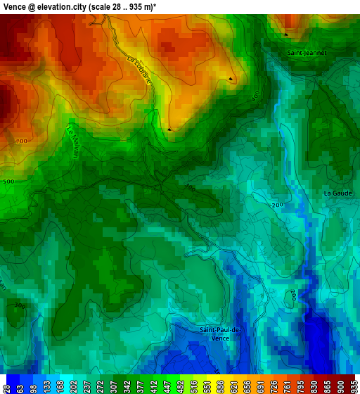 Vence elevation map