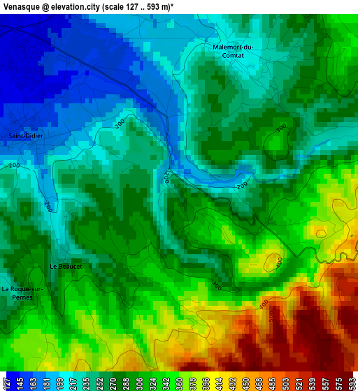 Venasque elevation map