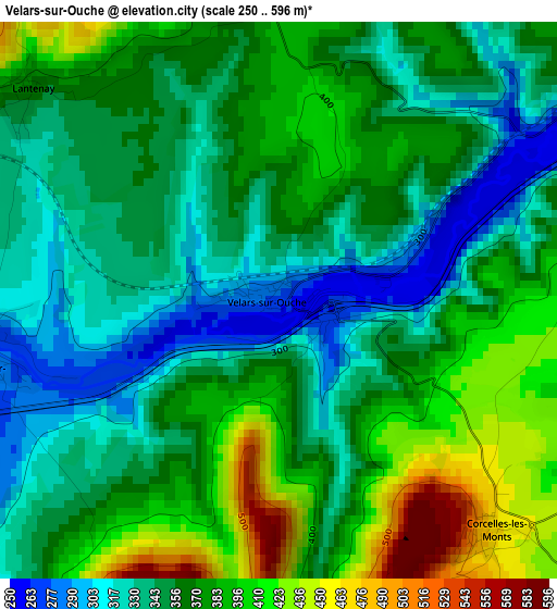 Velars-sur-Ouche elevation map