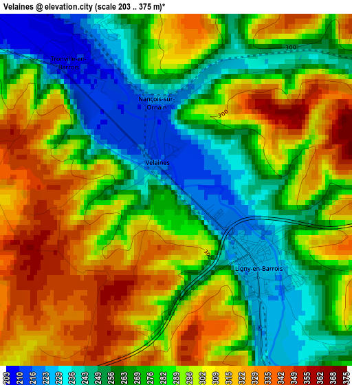 Velaines elevation map