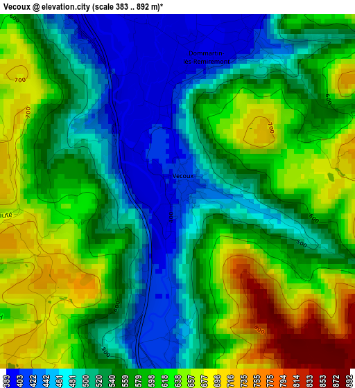 Vecoux elevation map