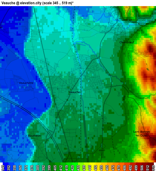 Veauche elevation map