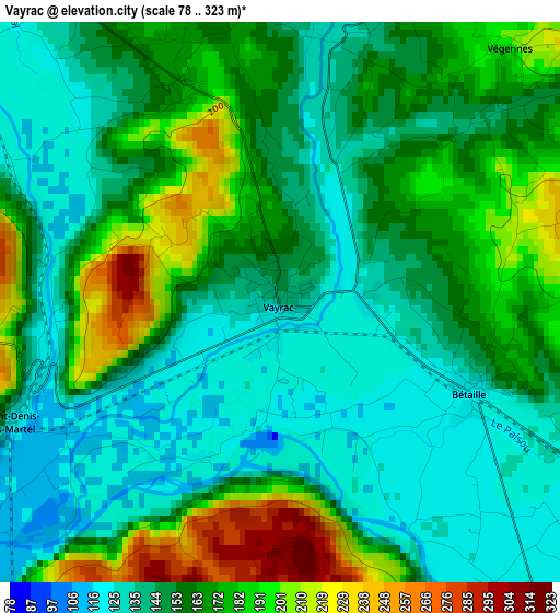 Vayrac elevation map