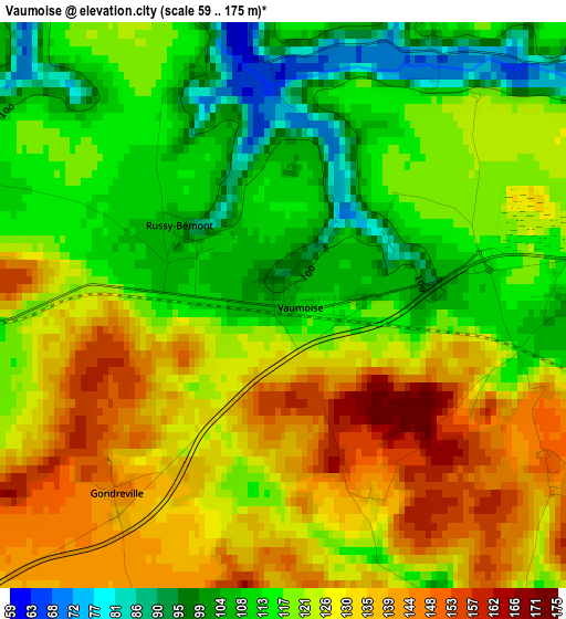 Vaumoise elevation map