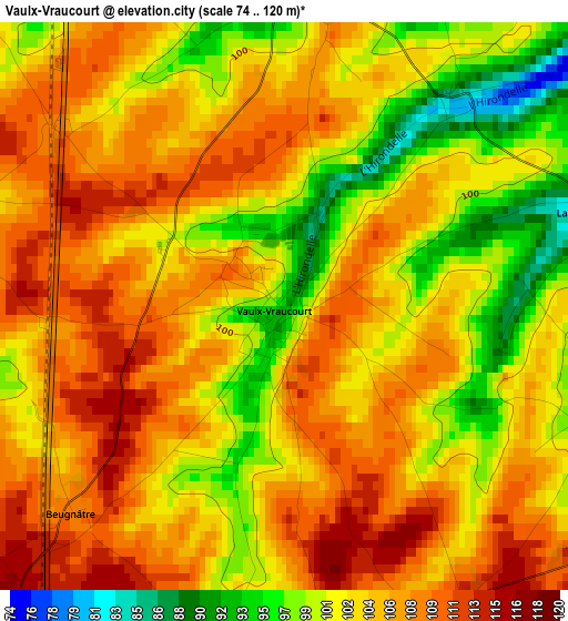 Vaulx-Vraucourt elevation map