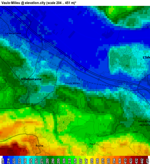 Vaulx-Milieu elevation map