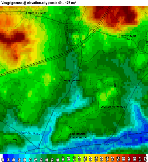 Vaugrigneuse elevation map