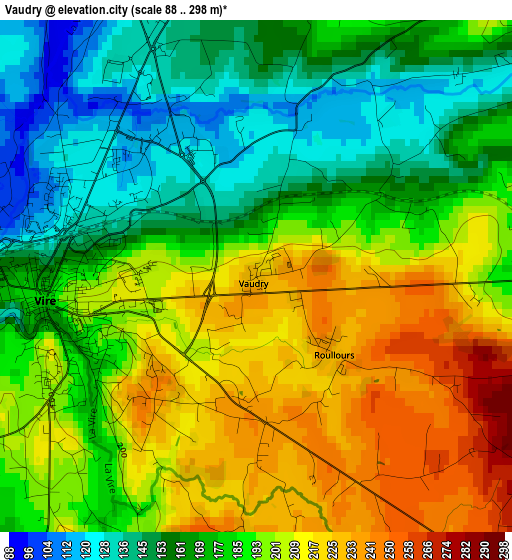 Vaudry elevation map