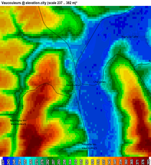 Vaucouleurs elevation map