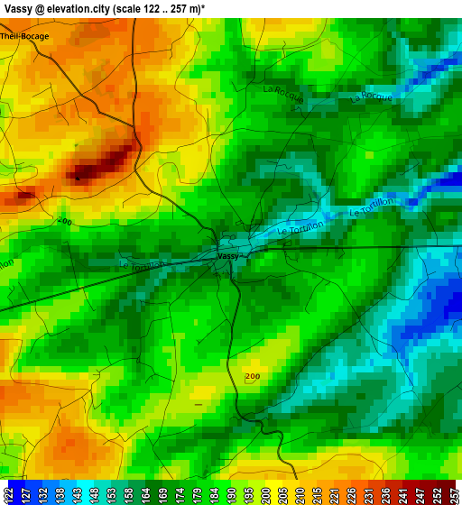 Vassy elevation map