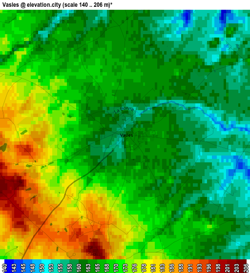 Vasles elevation map