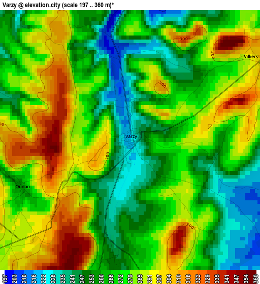 Varzy elevation map