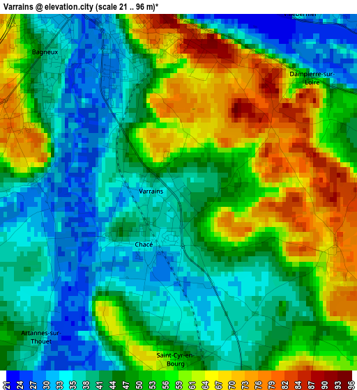 Varrains elevation map