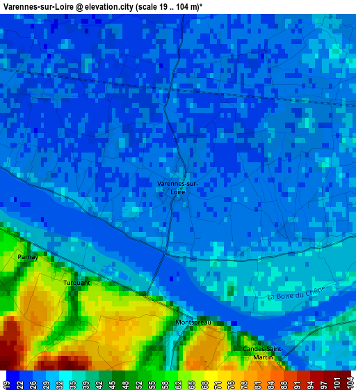 Varennes-sur-Loire elevation map