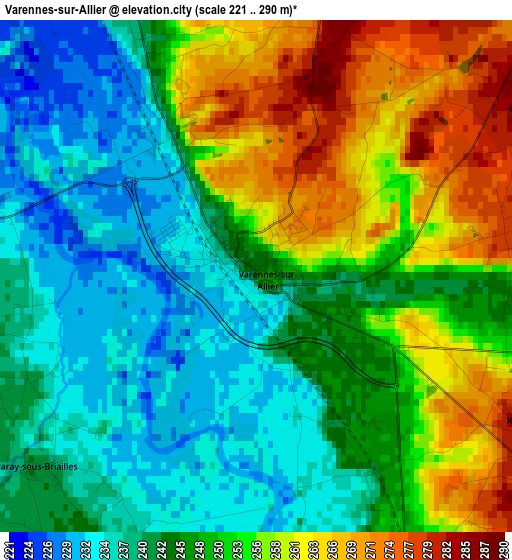 Varennes-sur-Allier elevation map