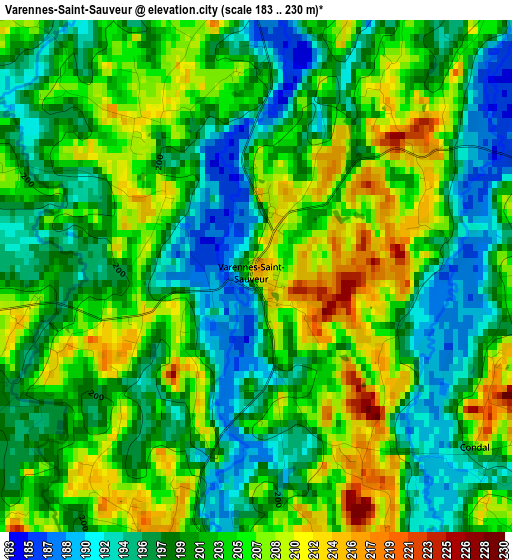 Varennes-Saint-Sauveur elevation map