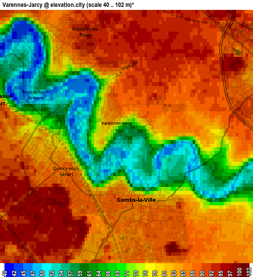 Varennes-Jarcy elevation map