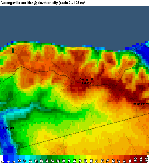 Varengeville-sur-Mer elevation map