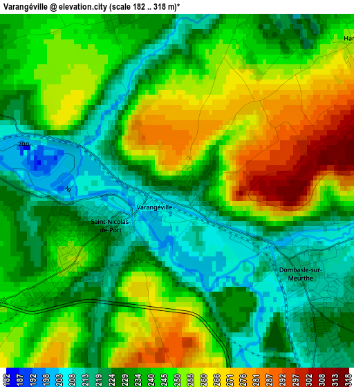 Varangéville elevation map