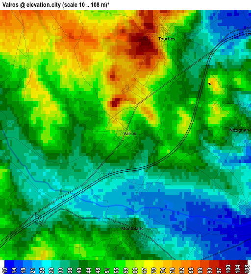 Valros elevation map