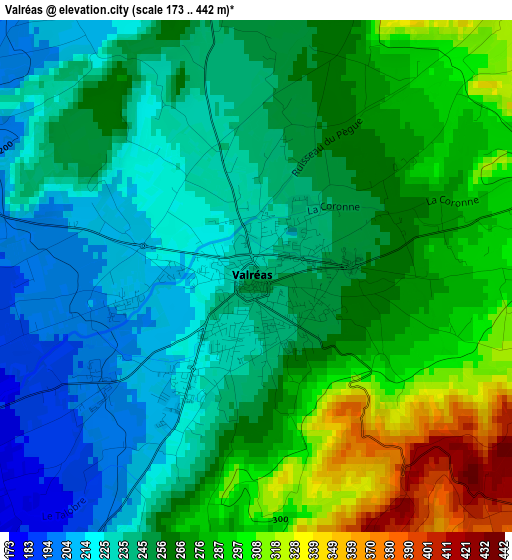 Valréas elevation map