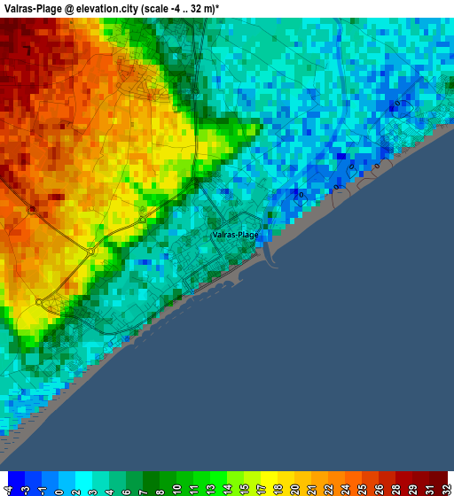 Valras-Plage elevation map