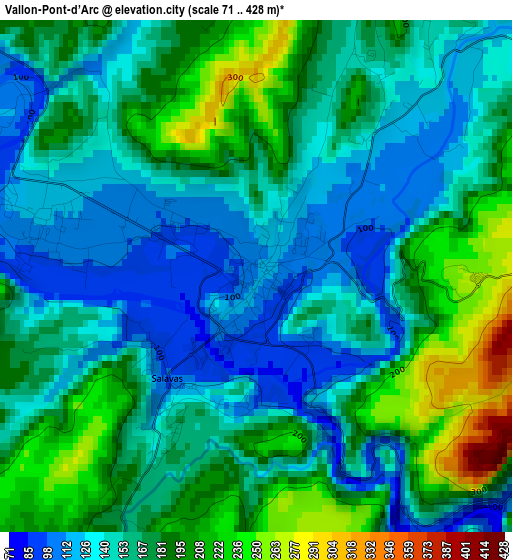 Vallon-Pont-d’Arc elevation map