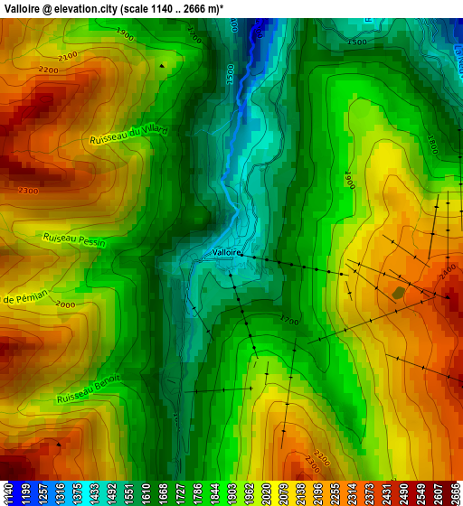 Valloire elevation map