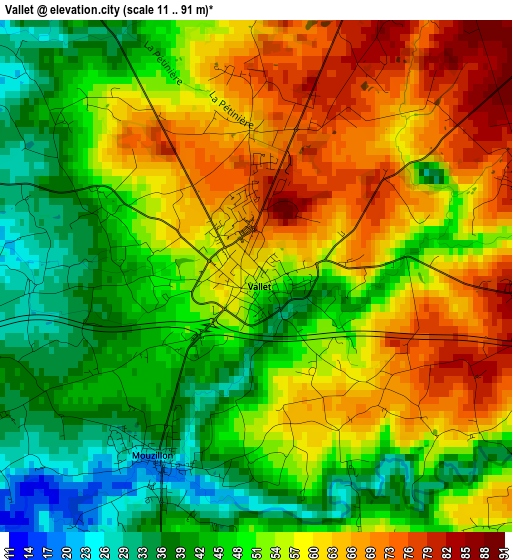 Vallet elevation map