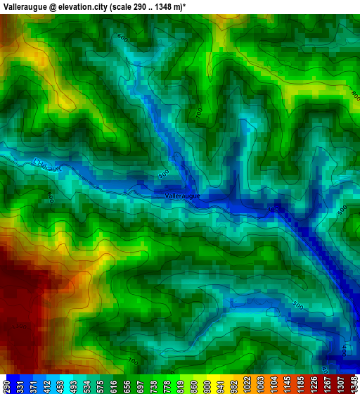 Valleraugue elevation map