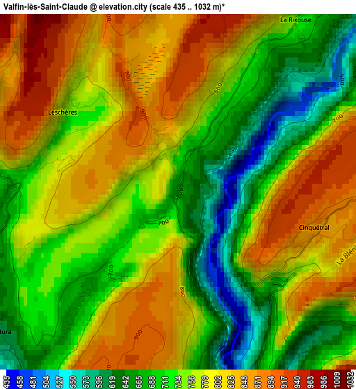 Valfin-lès-Saint-Claude elevation map