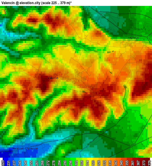 Valencin elevation map